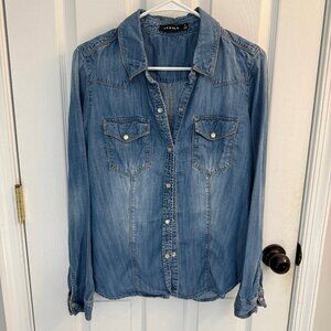 Trouvé for Nordstrom Button-Down Soft Denim Shirt, Snap Closure, Size Medium